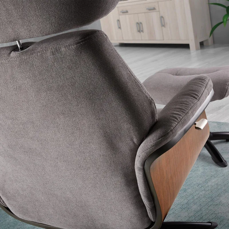Fauteuil relax manuel bois microfibre Osaka Bleu foncé
