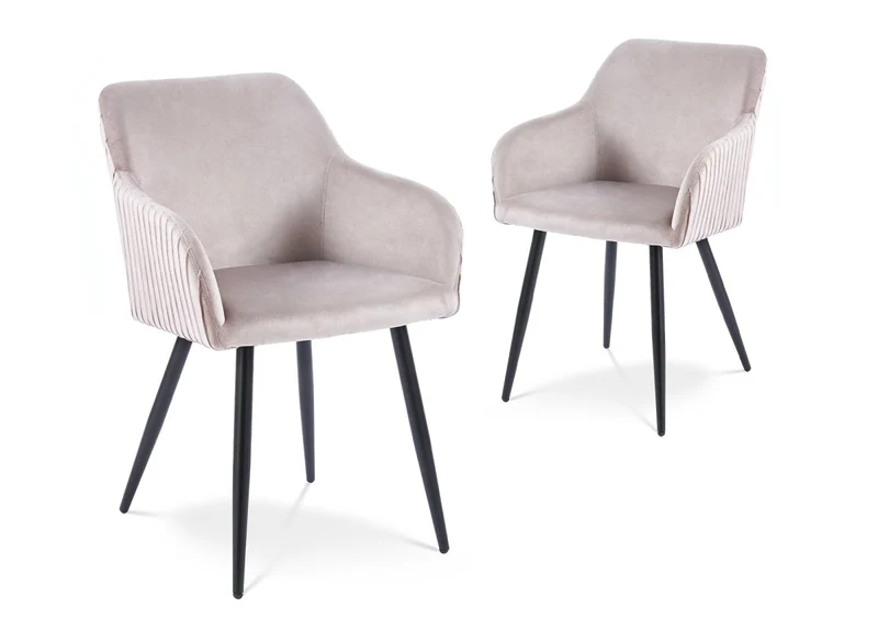 Lot de 2 chaises en velours beige pieds en métal noir DEVOR