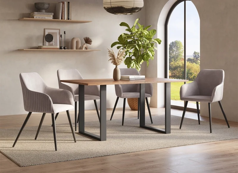 Table à manger rectangulaire couleur chêne 160cm LINE