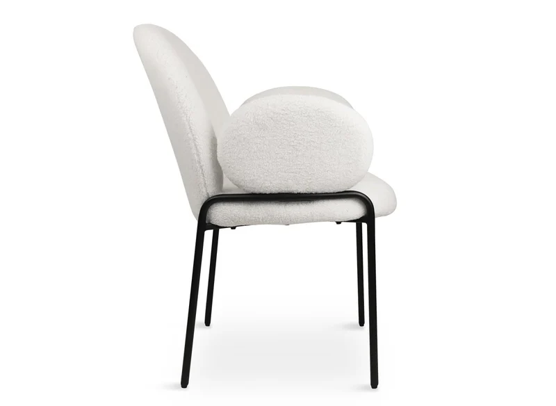 Lot de 2 fauteuils design avec accoudoirs en tissu bouclette blanc BENTA