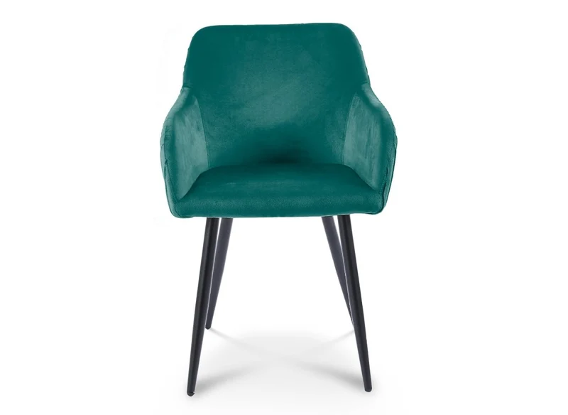 Lot de 2 chaises en velours vert pieds en métal noir DEVOR