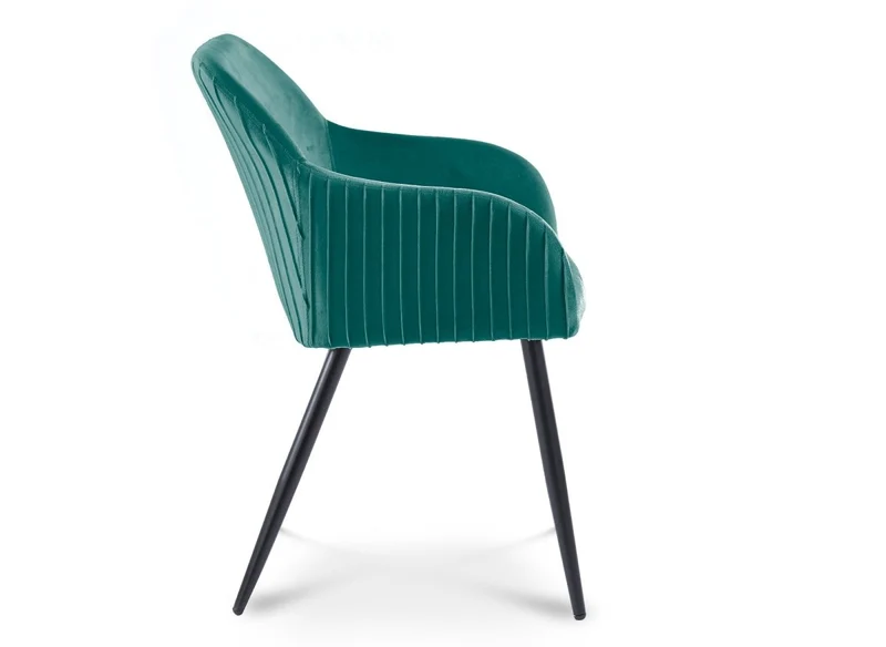 Lot de 2 chaises en velours vert pieds en métal noir DEVOR