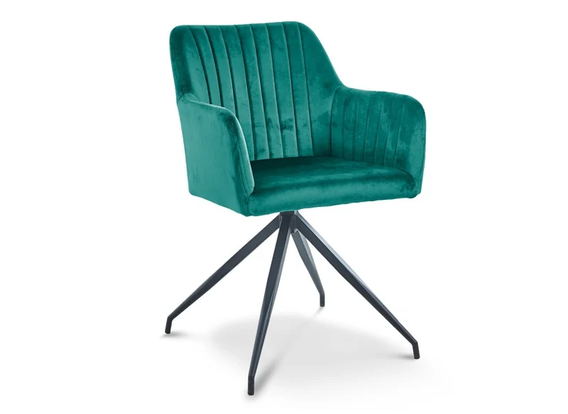 Lot de 2 chaises en velours vert pieds en métal noir RATUS