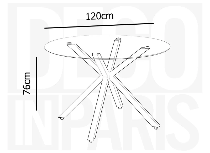 Table à manger ronde en verre 120cm CUBA