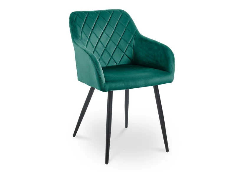 Lot de 2 chaises avec accoudoirs en velours vert KANA