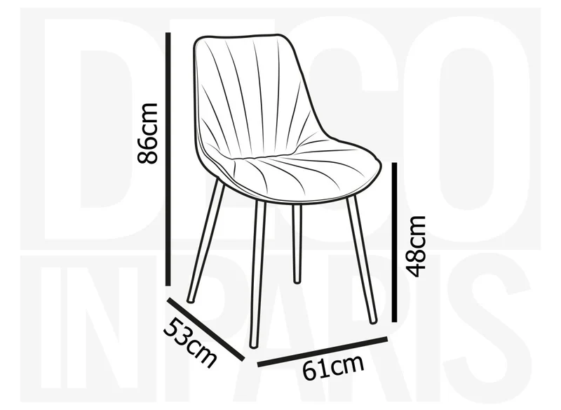 Lot de 4 chaises design en velours bleu ELOVA