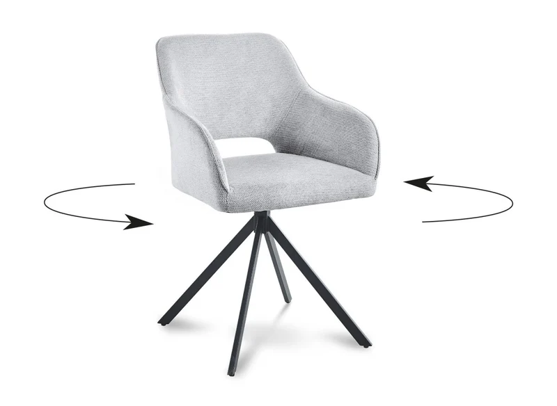 Lot de 2 chaises pivotantes design en velours gris clair CIEL
