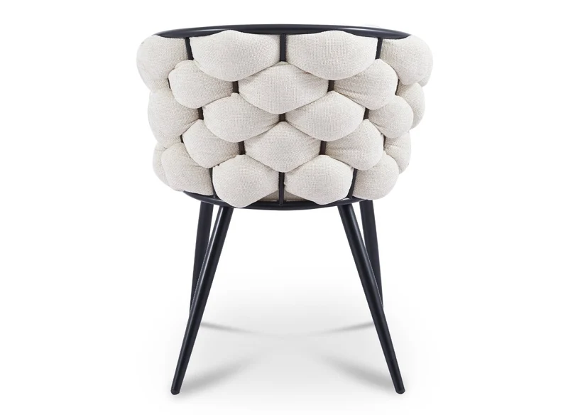 Lot de 2 chaises en tissu beige pieds en métal noir CECILE
