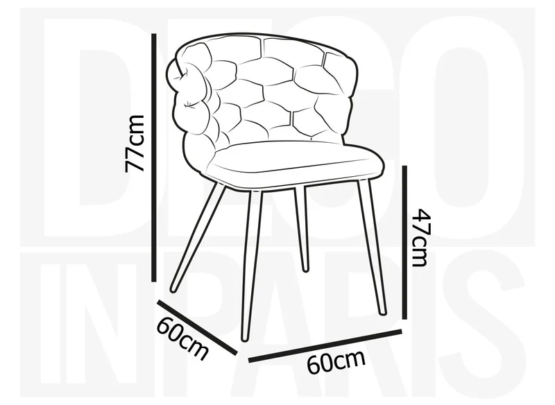 Lot de 2 chaises en velours gris pieds en métal noir CECILE