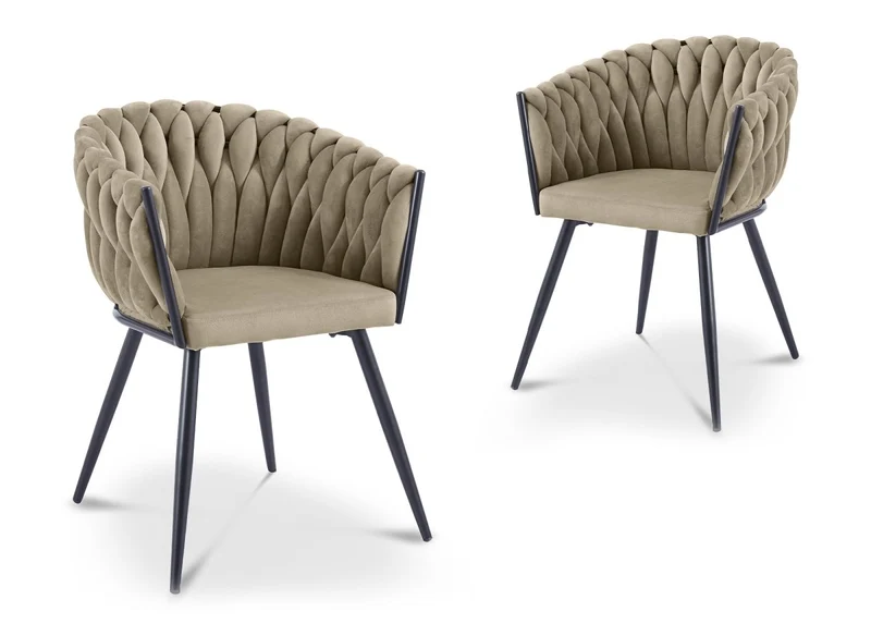 Lot de 2 chaises wave en velours taupe CINDY