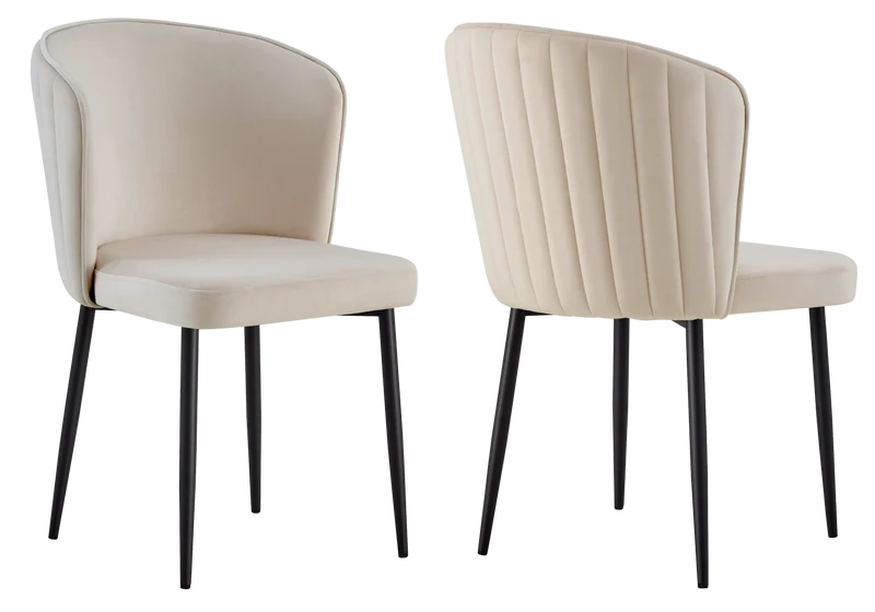 Chaise de salle à manger design en velours taupe - Diva x4