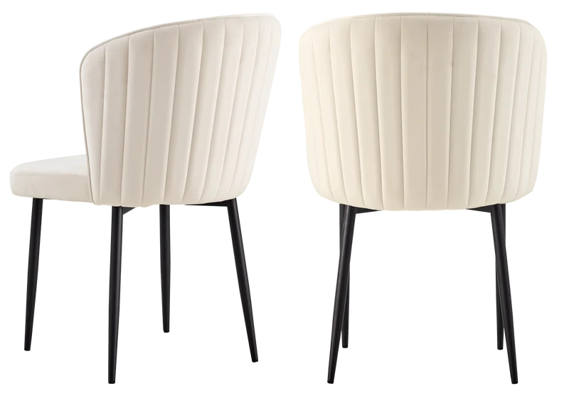 Chaise de salle à manger design en velours beige - Diva x4