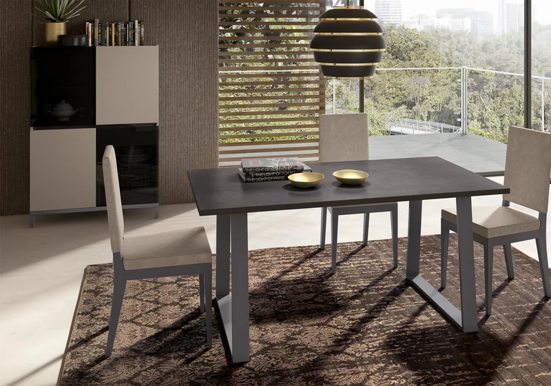 Chaise similicuir taupe pieds bois massif - Kali