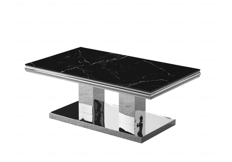 Table basse marbre noir argent design - Versus