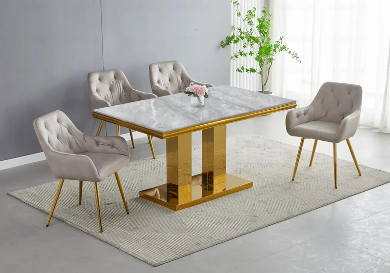 Table basse marbre gris dorée design - Versus