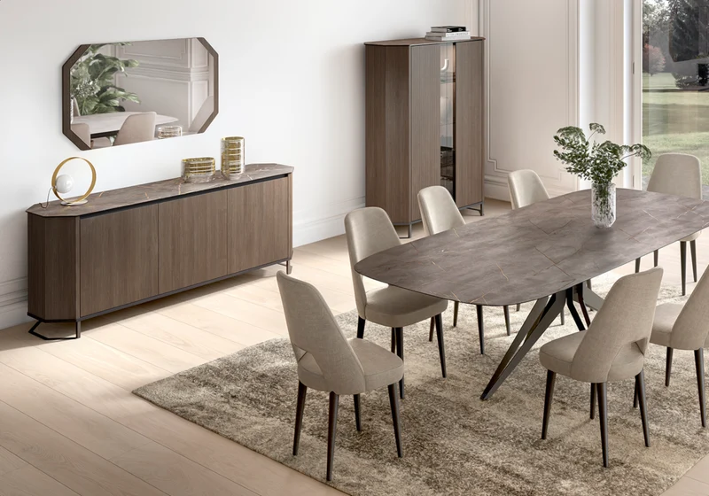 Buffet italien bois miel rainuré - Hexagon