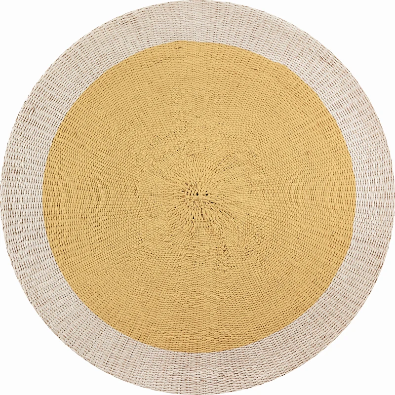 Tapis en vinyle pour intérieur / extérieur – Rotin jaune