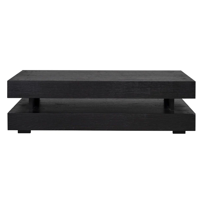 Table basse rectangulaire noir Blok H "Chêne Oakura"