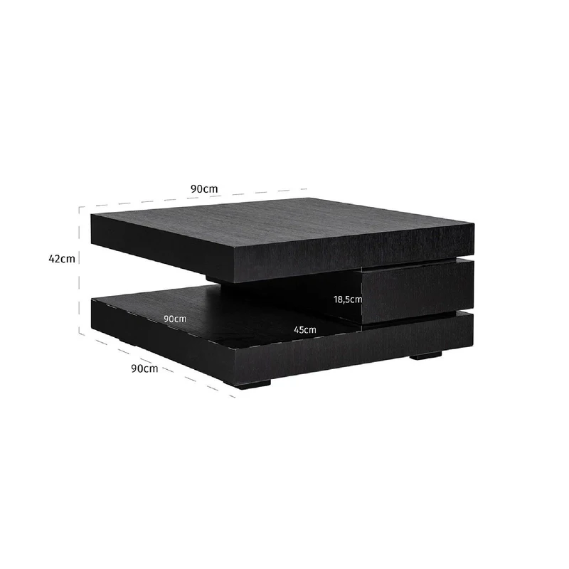 Table basse carrée noir Blok C "Chêne Oakura"