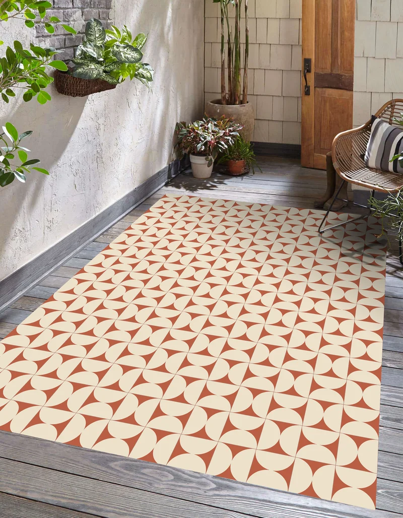 Tapis en vinyle pour intérieur / extérieur - Retro terracotta