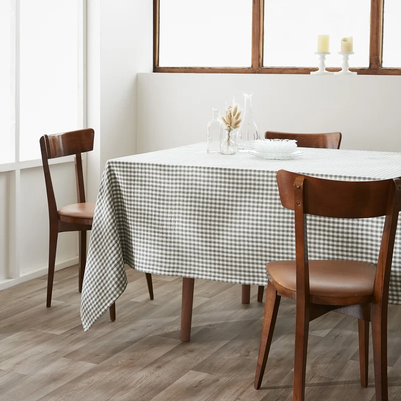 Nappe rectangle 150 x 350 cm Gaze de coton tissée teinte VICKIE Romarin