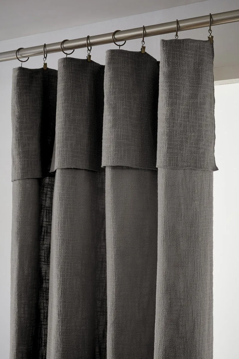 Rideau ajustable + 8 anneaux pince 140 x 270 cm Slub SIXTINE Ardoise