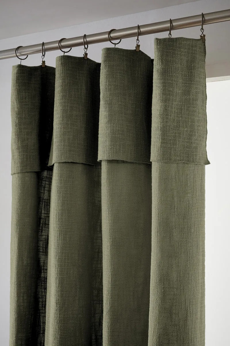 Rideau ajustable + 8 anneaux pince 140 x 270 cm Slub SIXTINE Thym