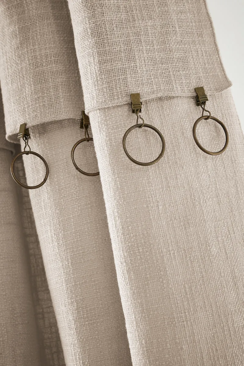 Rideau ajustable + 8 anneaux pince 140 x 270 cm Slub SIXTINE Pampa