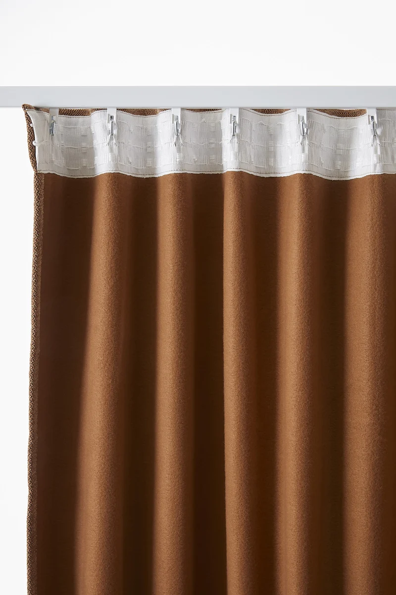 Rideau galon fronceur 140 x 260 cm Occultant + polaire BJORN Camel