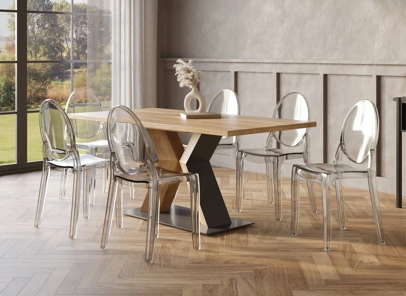 Lot de 4 chaises design en plexi transparent TOLGA