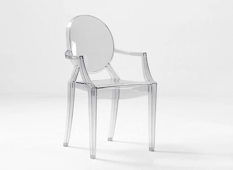 Lot de 4 chaises en plexi transparent avec accoudoirs TOLGA