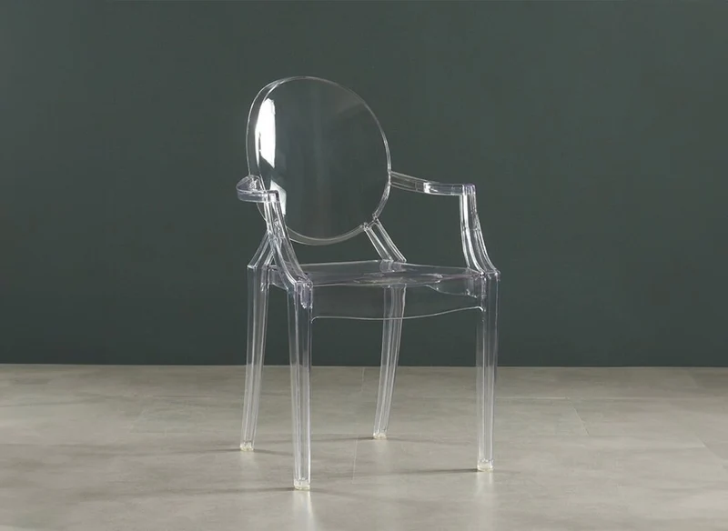 Lot de 4 chaises en plexi transparent avec accoudoirs TOLGA