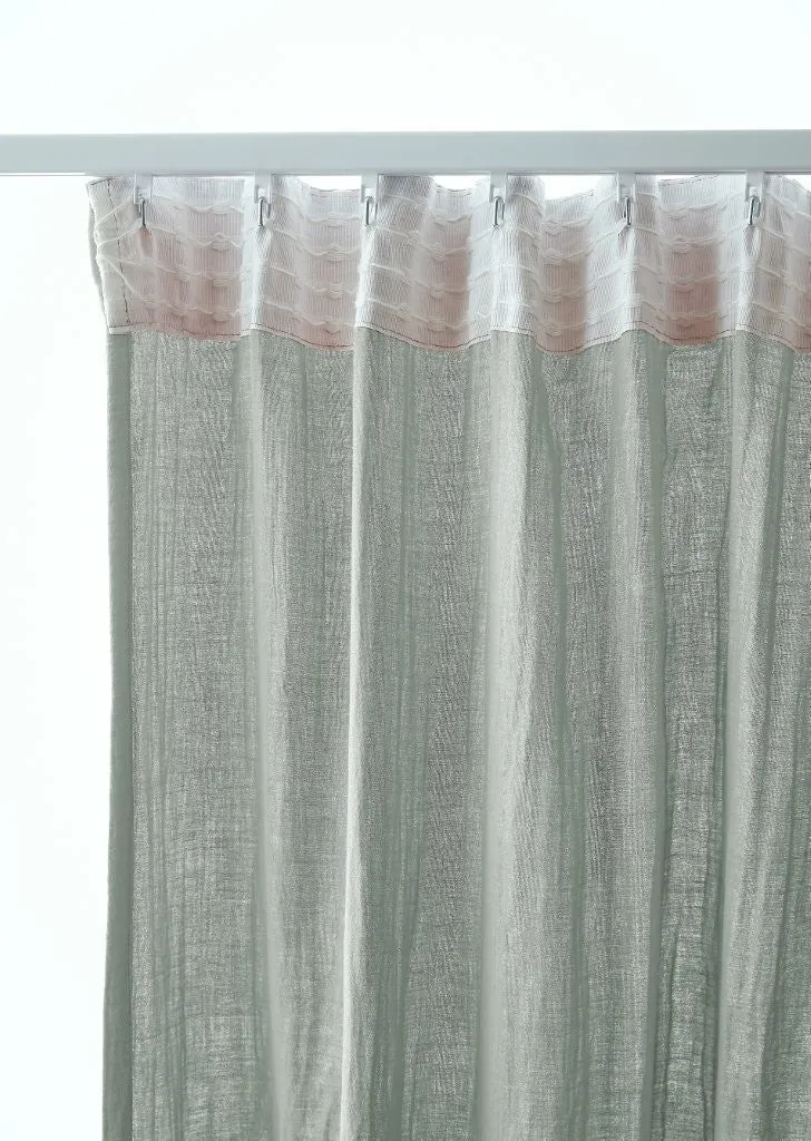 Rideau galon fronceur 140 x 240 cm Gaze de coton unie GAÏA Eucalyptus