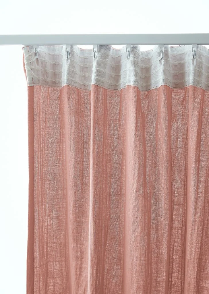 Rideau galon fronceur 140 x 240 cm Gaze de coton unie GAÏA Rose pêche