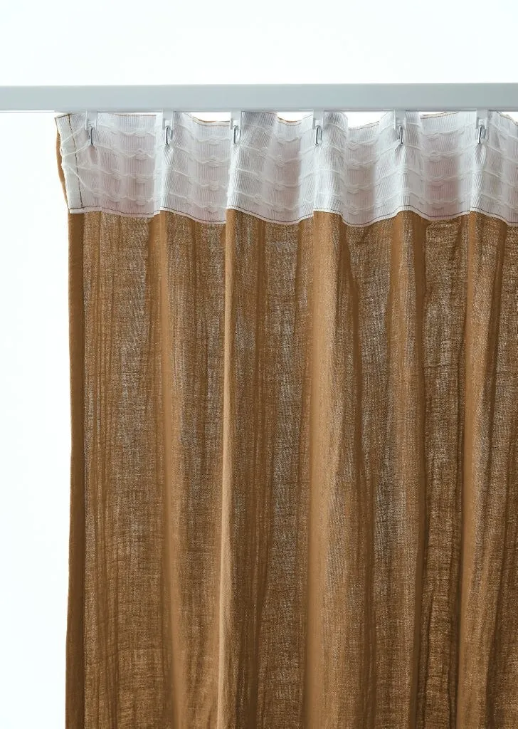 Rideau galon fronceur 140 x 240 cm Gaze de coton unie GAÏA Camel