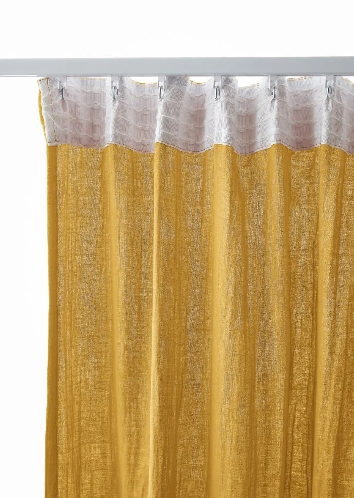Rideau galon fronceur 140 x 240 cm Gaze de coton unie GAÏA Safran