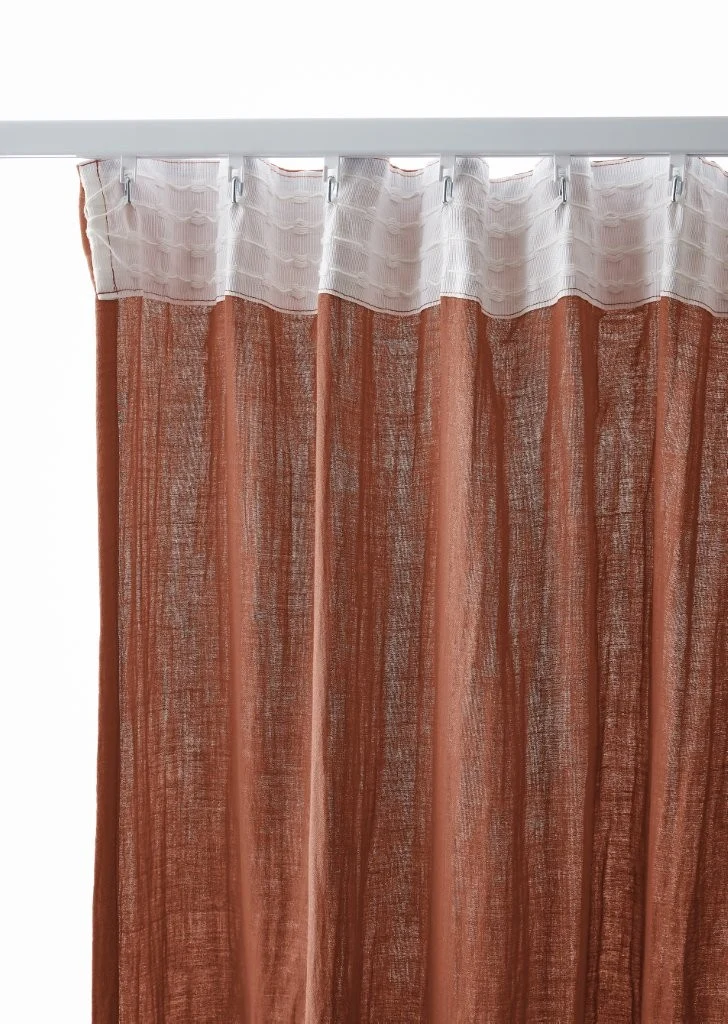 Rideau galon fronceur 140 x 240 cm Gaze de coton unie GAÏA Terracotta