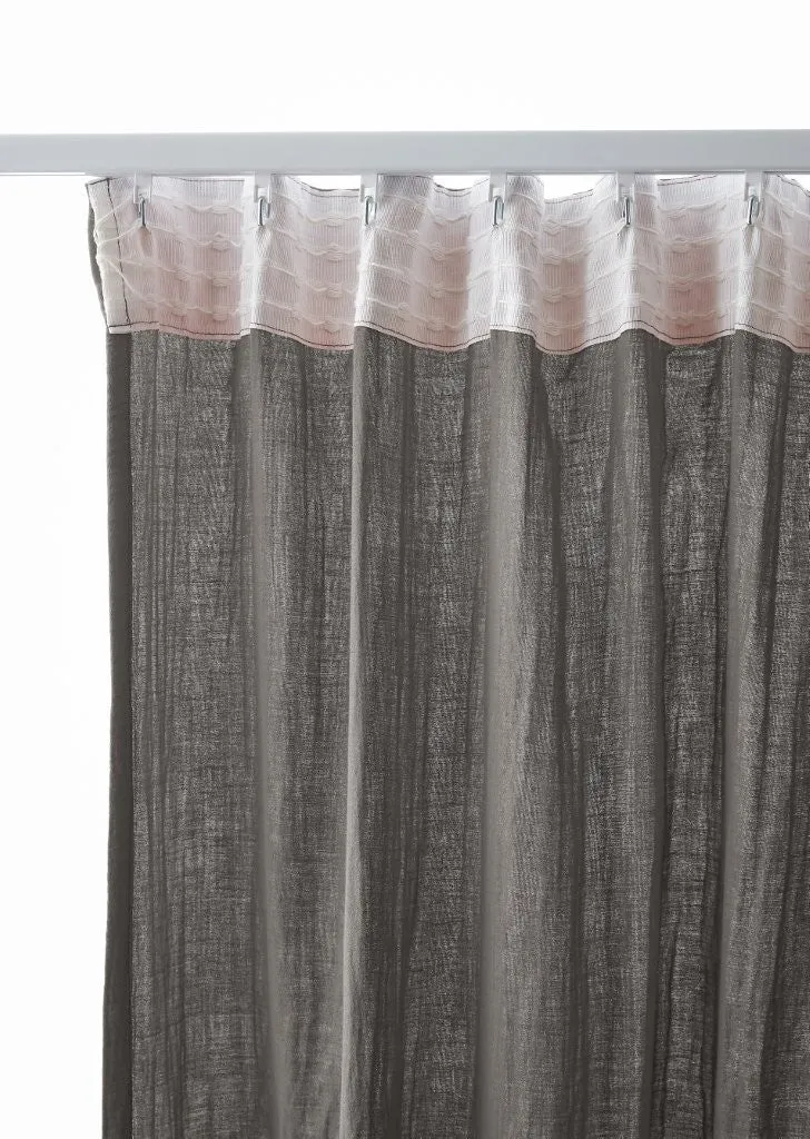 Rideau galon fronceur 140 x 240 cm Gaze de coton unie GAÏA Granit