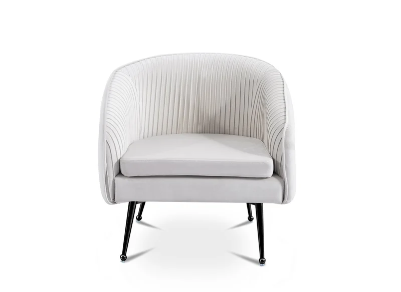 Fauteuil cabriolet en velours beige pieds noir TRECY