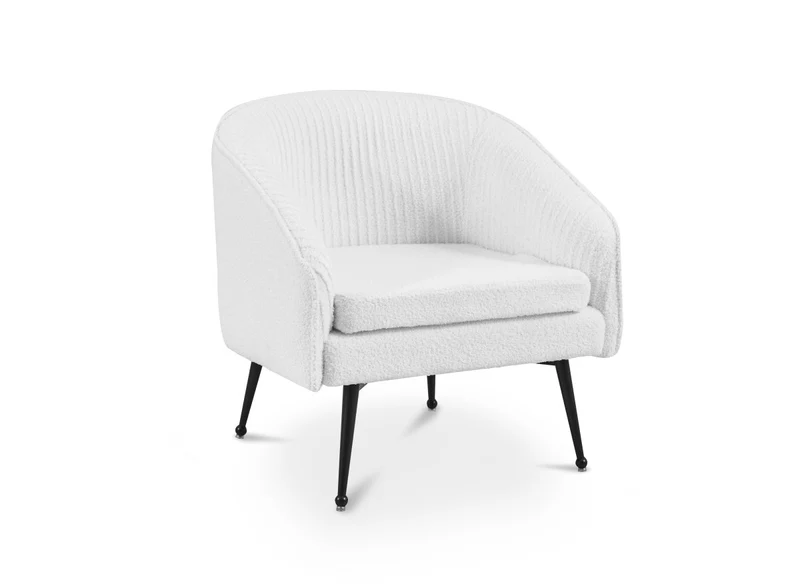 Fauteuil cabriolet tissu bouclette blanc TRECY