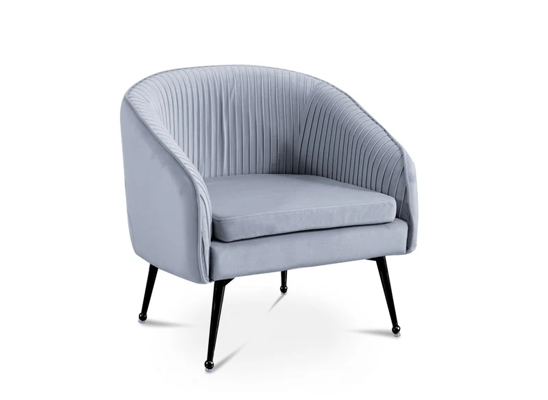 Fauteuil cabriolet en velours gris pieds noir TRECY