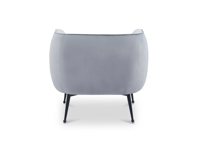 Fauteuil cabriolet en velours gris pieds noir PERRY