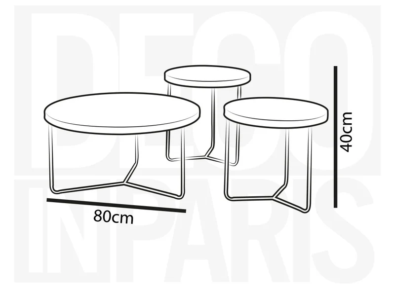 Lot de 3 tables basses rondes noir ROMY