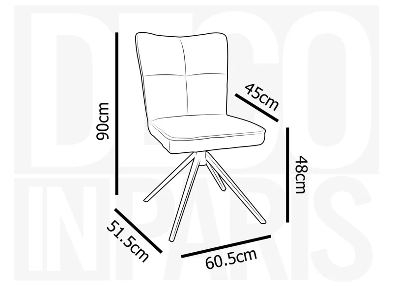 Lot de 2 chaises pivotantes en tissu jaune FELICIE