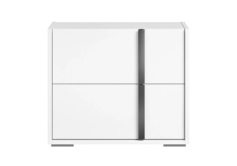 Table de chevet 2 tiroirs blanc laqué design - Bianca