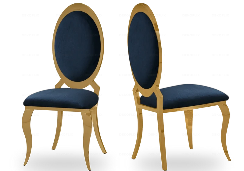 Table verre noir et 4 chaises médaillon doré – Bobo
