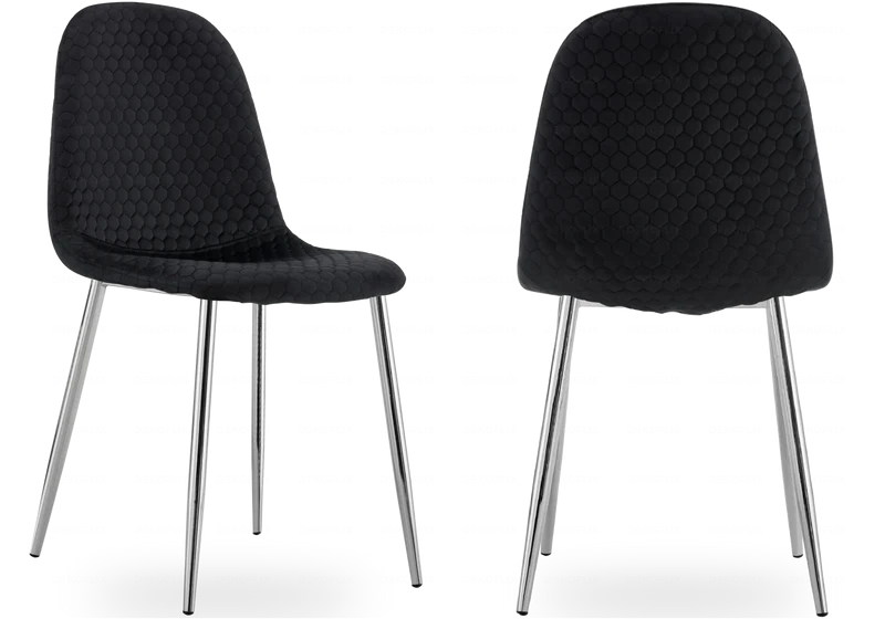 Chaises scandinaves en velours alvéolé noir - Alma x6