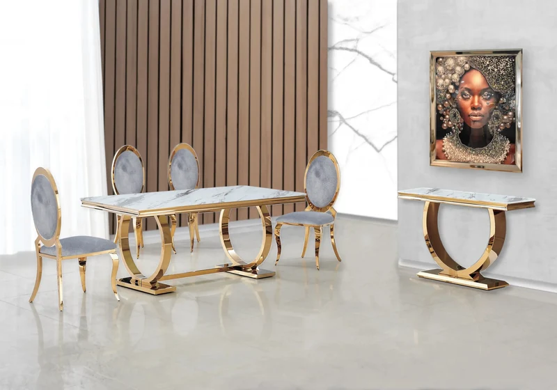 Console marbre blanc doré - Bobo