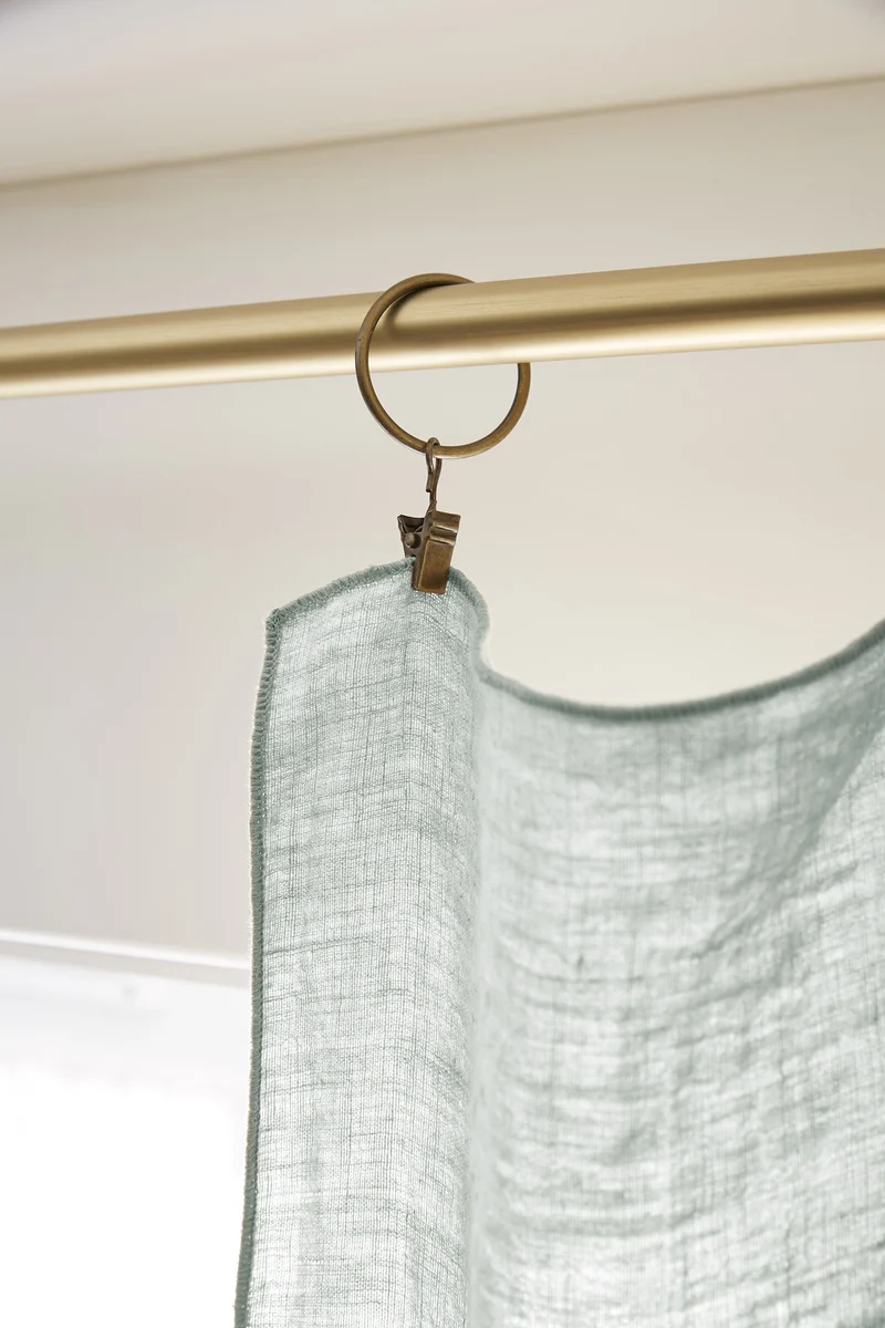 Rideau ajustable + 8 anneaux pince 140 x 270 cm Lin lavé SOLINE Eucalyptus