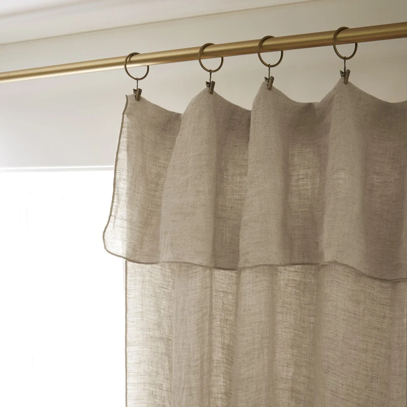 Rideau ajustable + 8 anneaux pince 140 x 270 cm Lin lavé SOLINE Sable